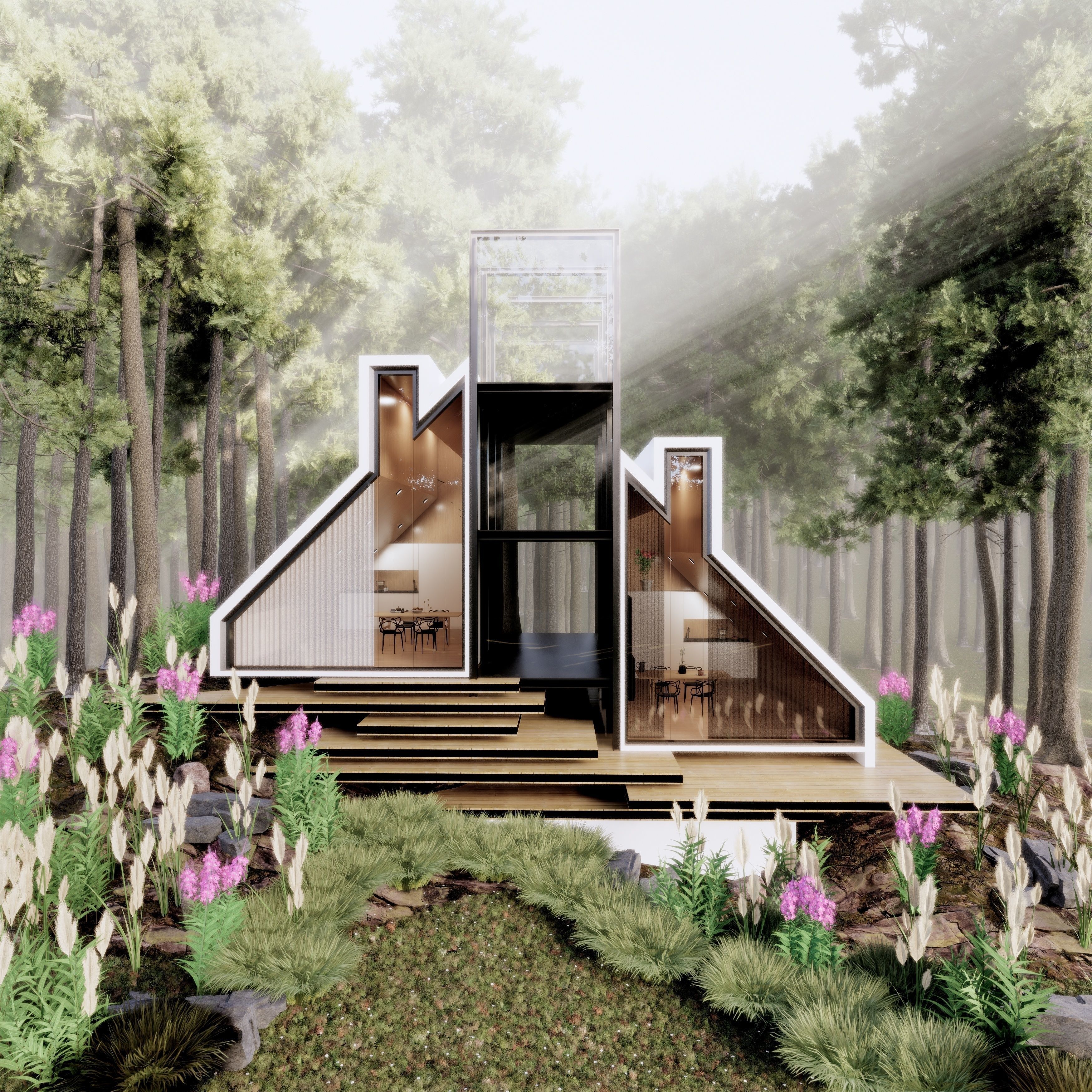 Modern Tree House 3 Low-poly 3D model_1