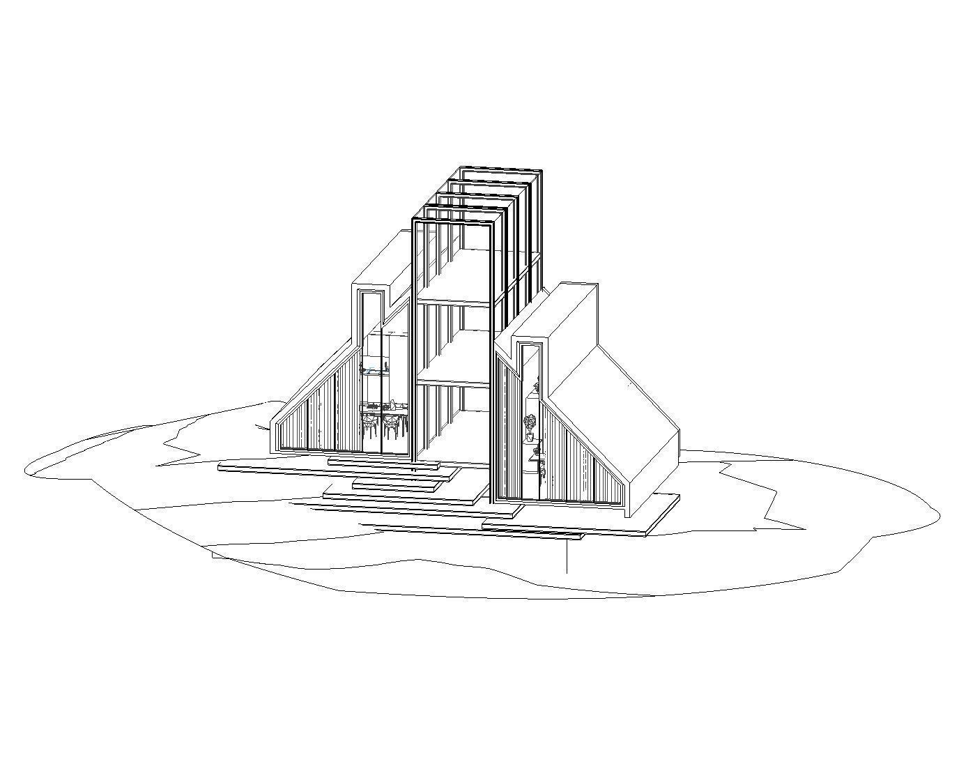 Modern Tree House 3 Low-poly 3D model_11