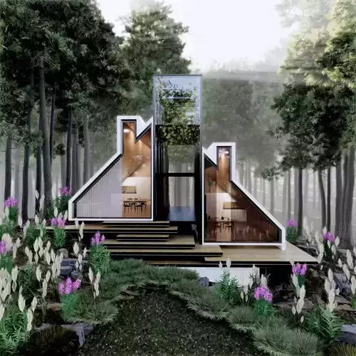 Modern Tree House 3 Low-poly 3D model