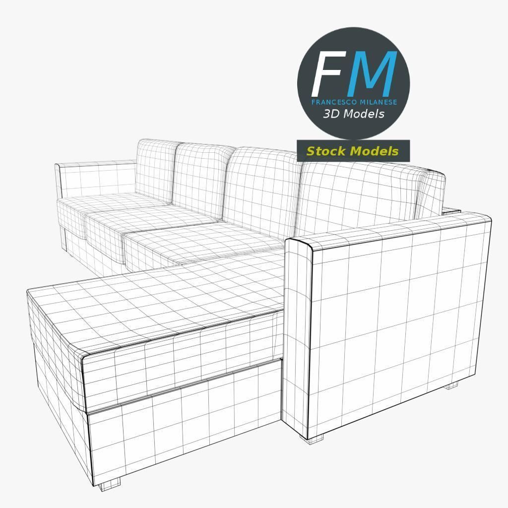 4 seat sofa with chaise longue 3D model_8