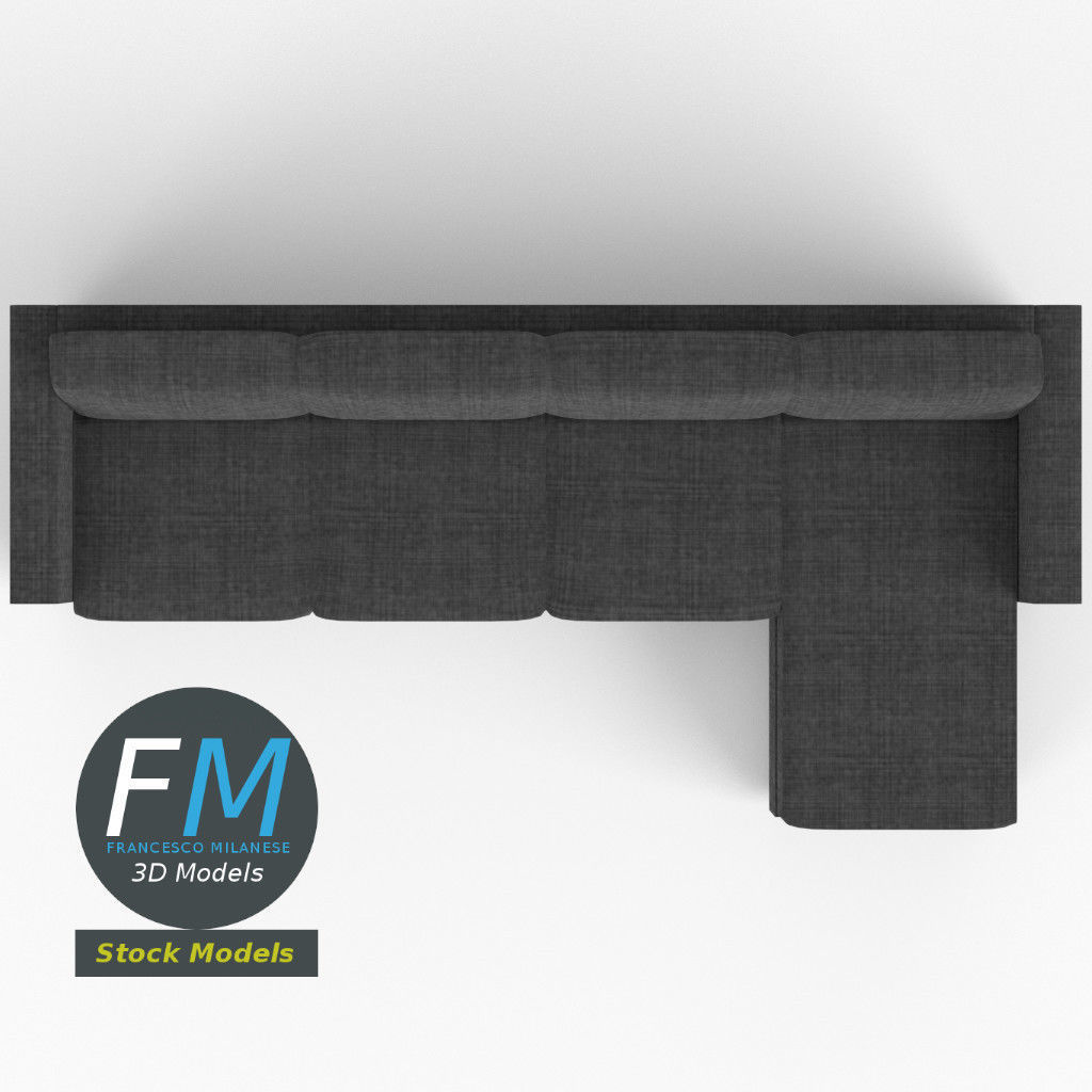 4 seat sofa with chaise longue 3D model_6