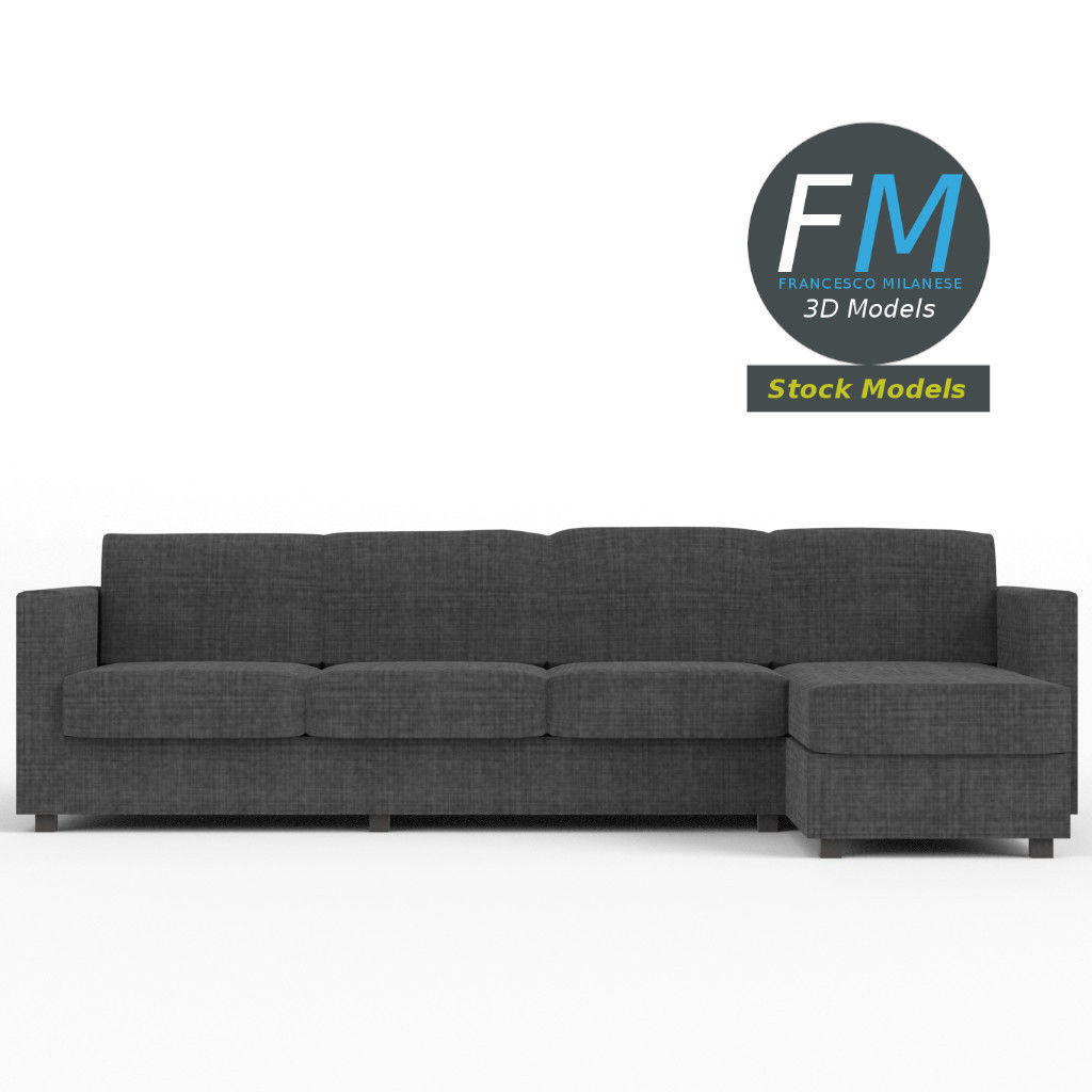 4 seat sofa with chaise longue 3D model_3