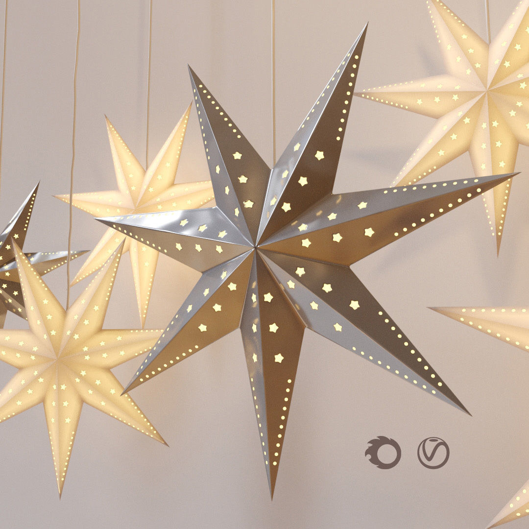 Christmas decor - Swedish stars 3D model_4