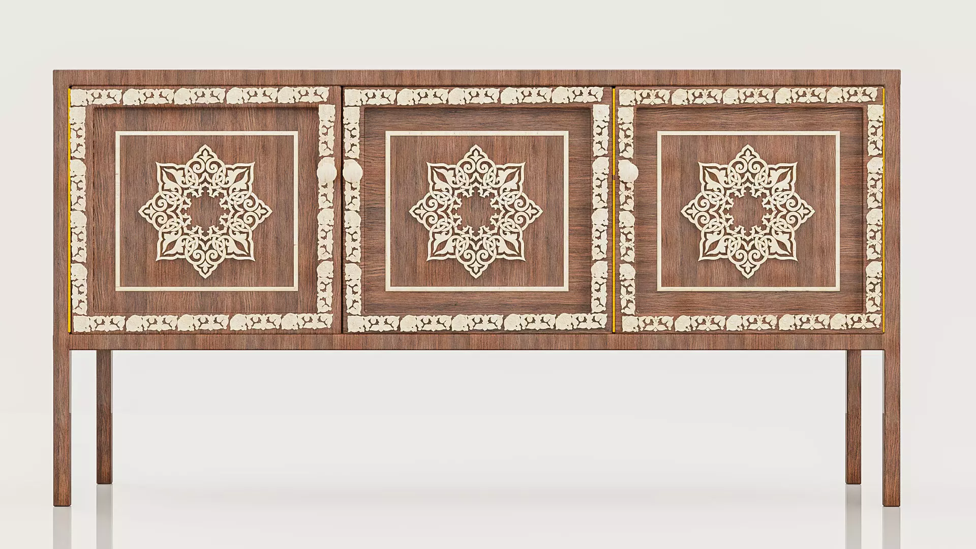 Sideboard 3 doors in dark fine wood Free 3D model