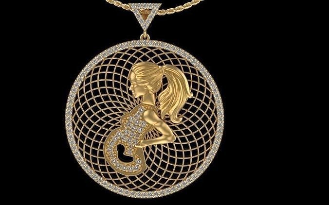 Mother pendant Sculpture jewelry gold 3D print model