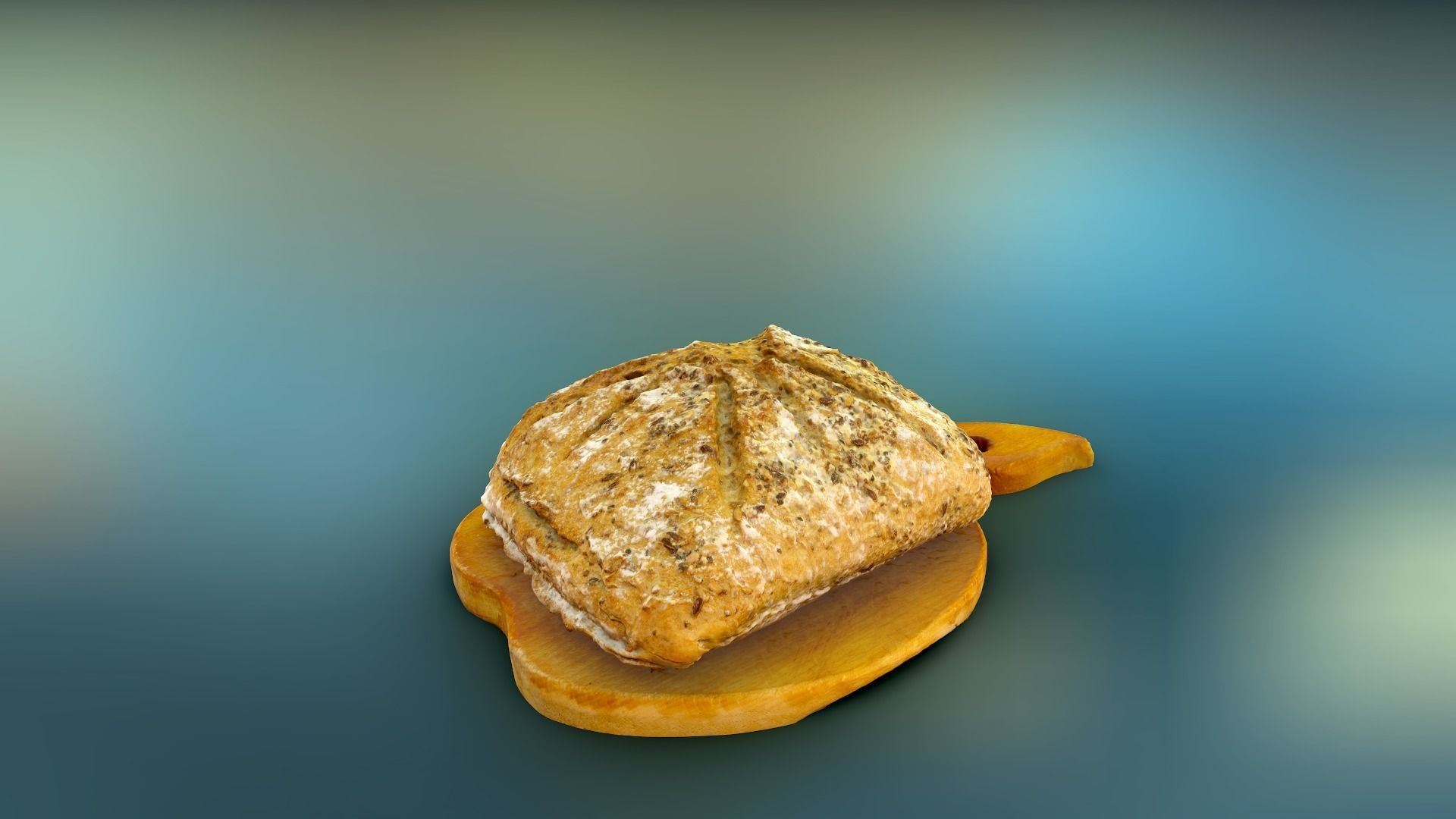 Loaf of Bran Bread Low-poly 3D model_1