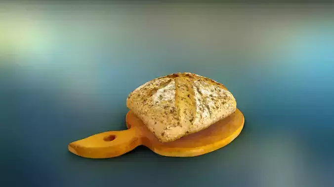 Loaf of Bran Bread Low-poly 3D model