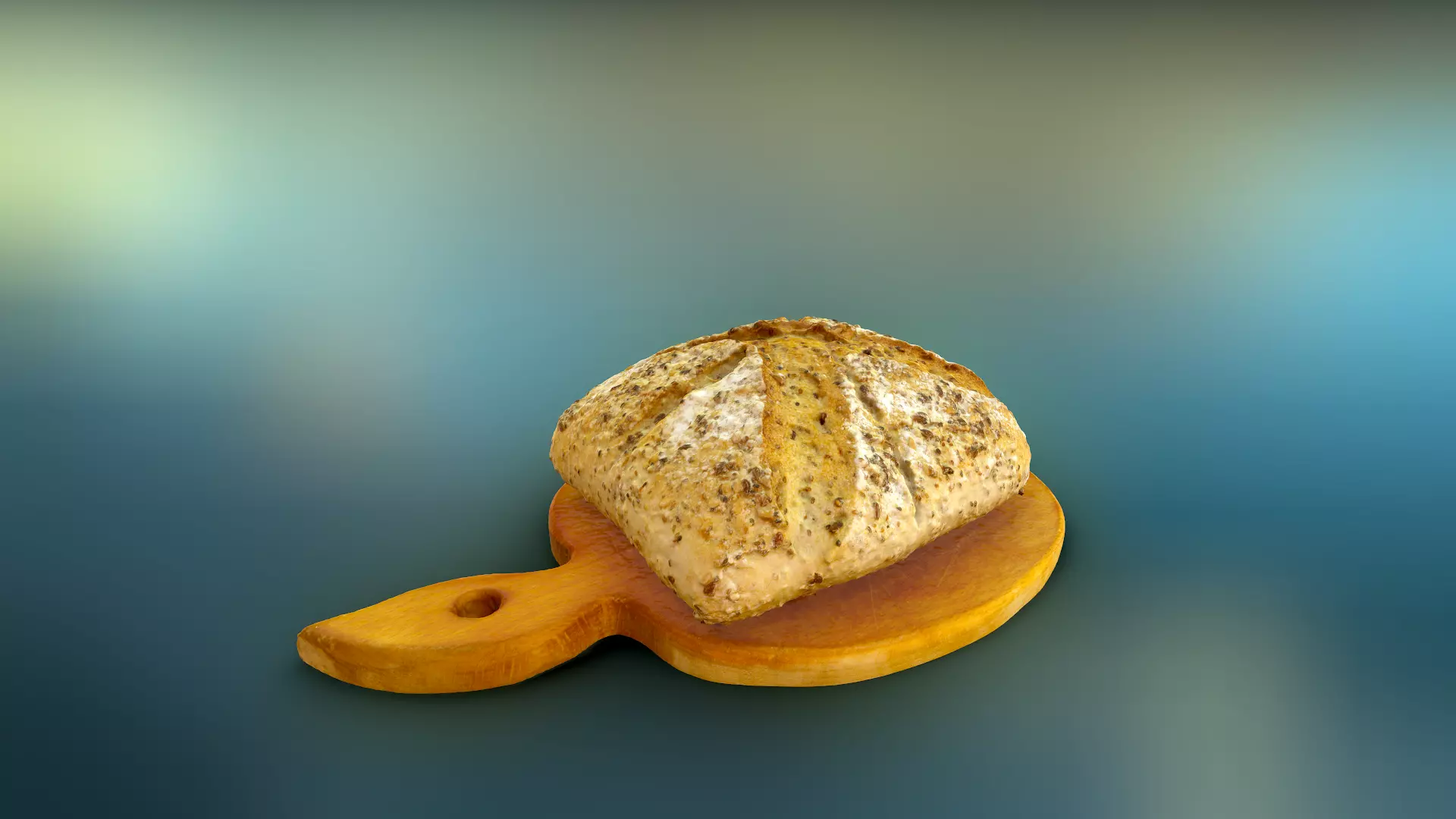 Loaf of Bran Bread Low-poly 3D model_0