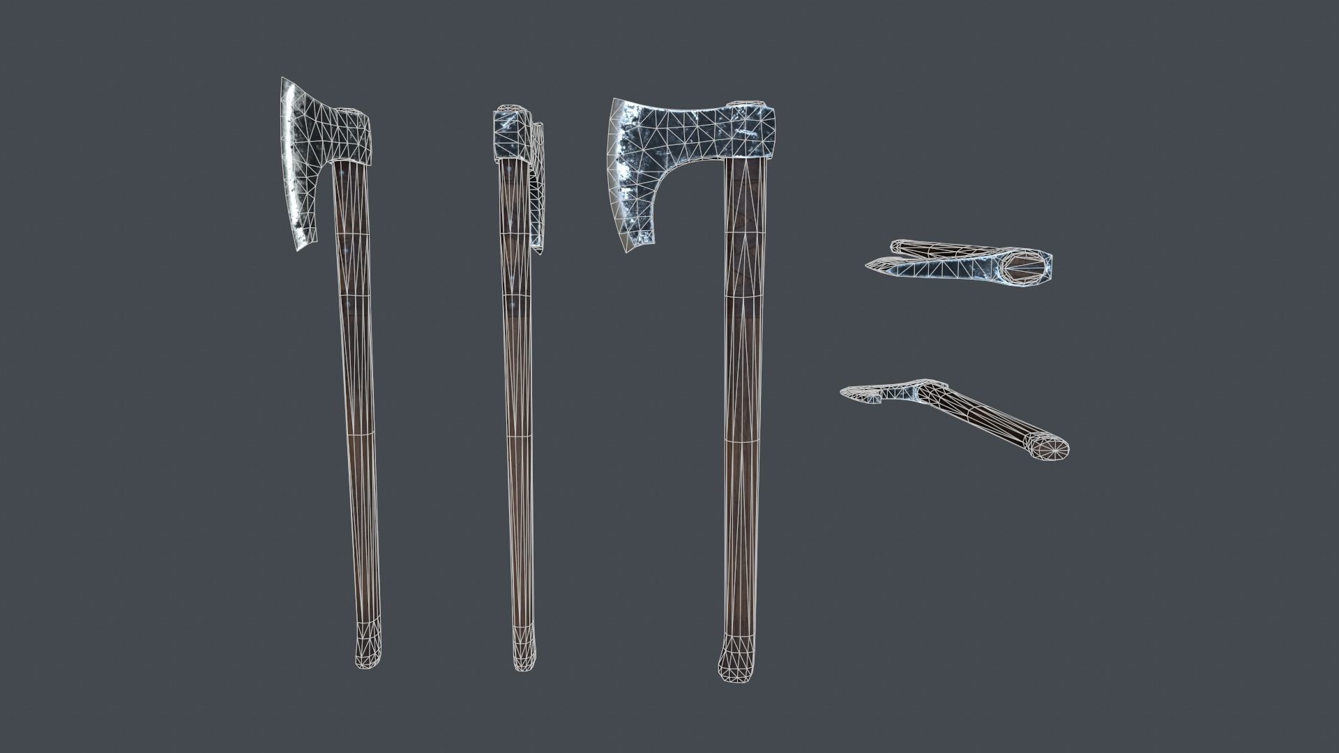 Viking Axe Low-poly 3D model_3
