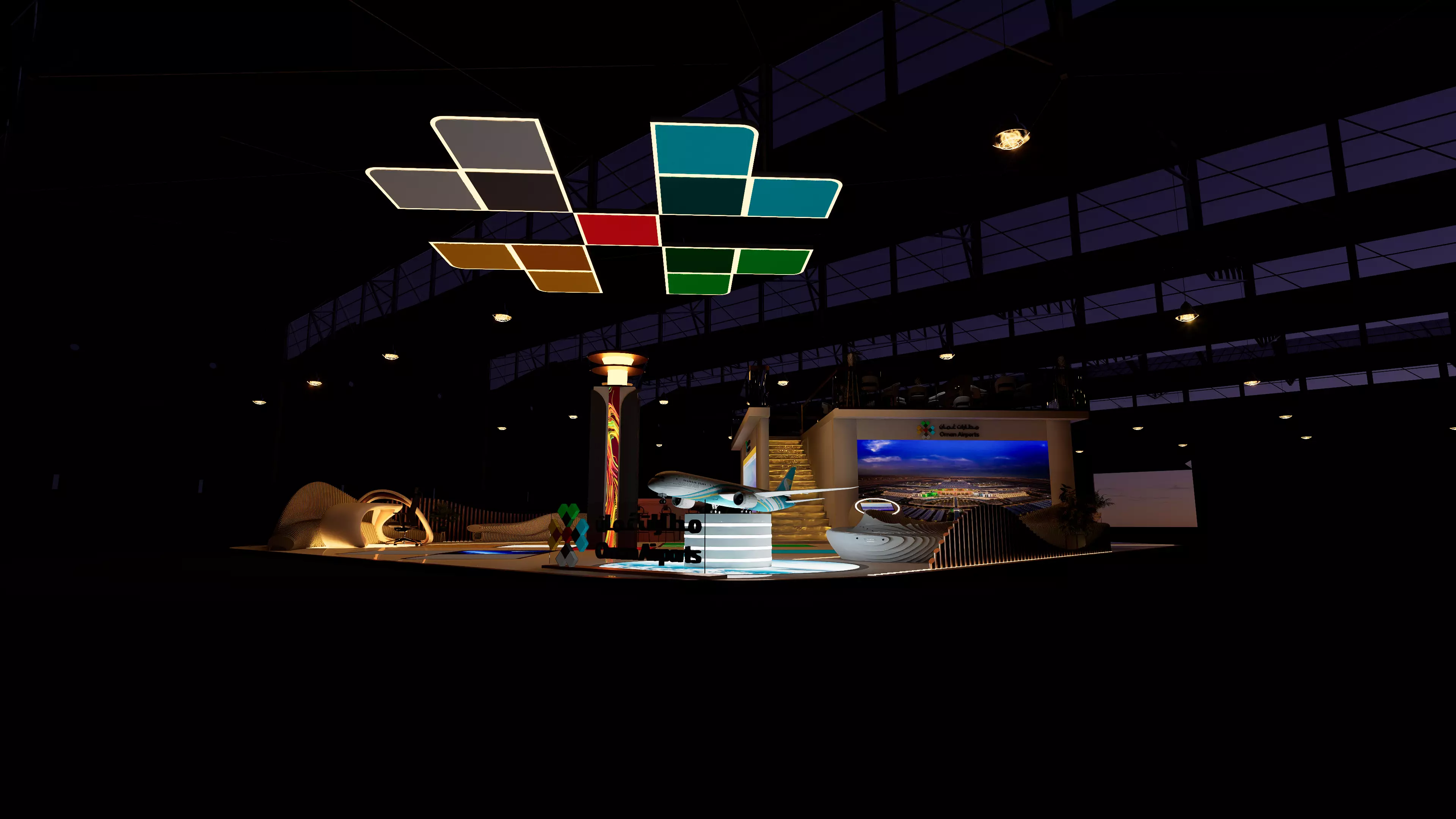 Exhibition Airports Booth 3D model_2