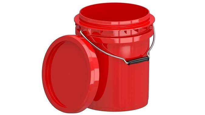 Food Grade 5l Plastic Bucket Red 3D model