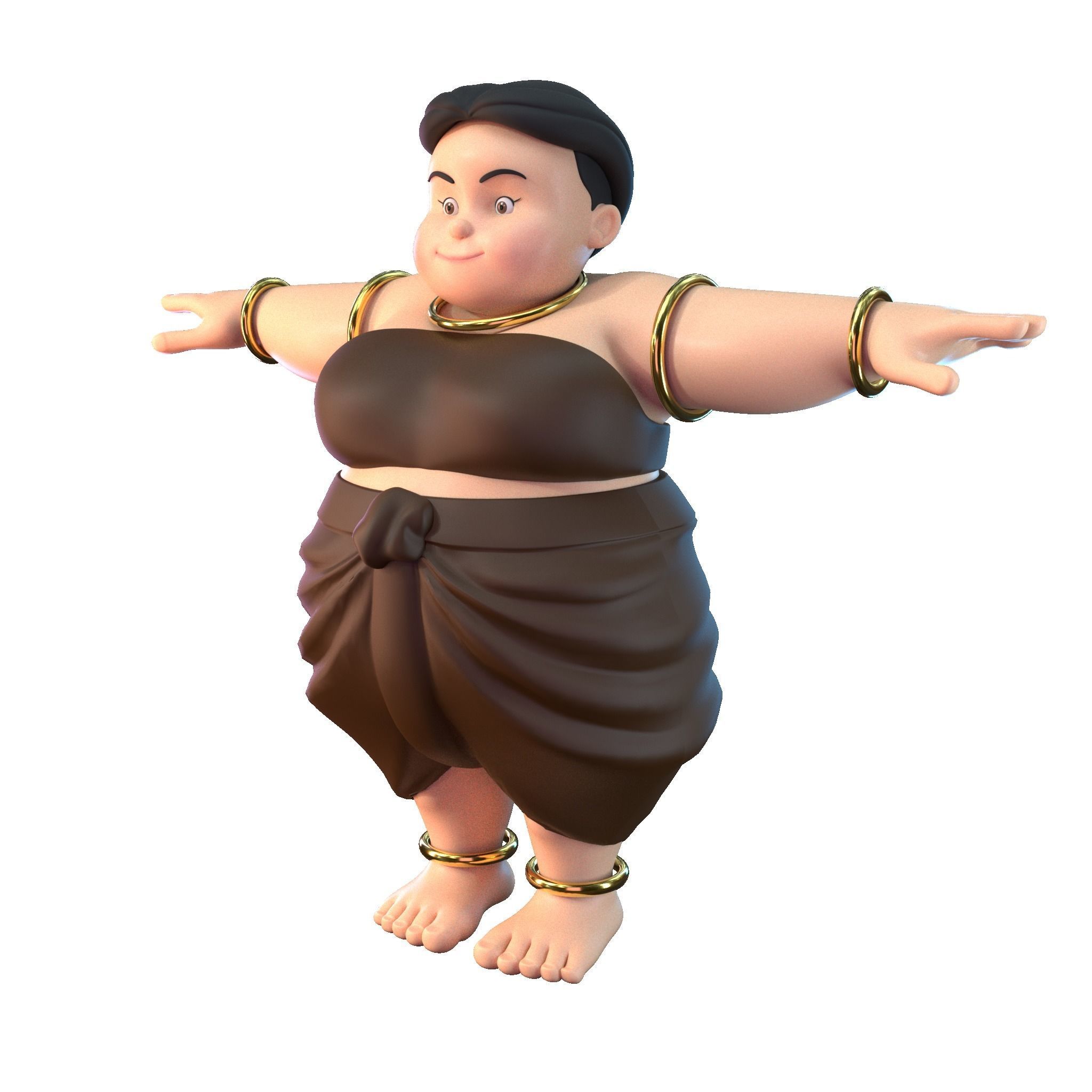 Fat Woman Villager 3D model_1