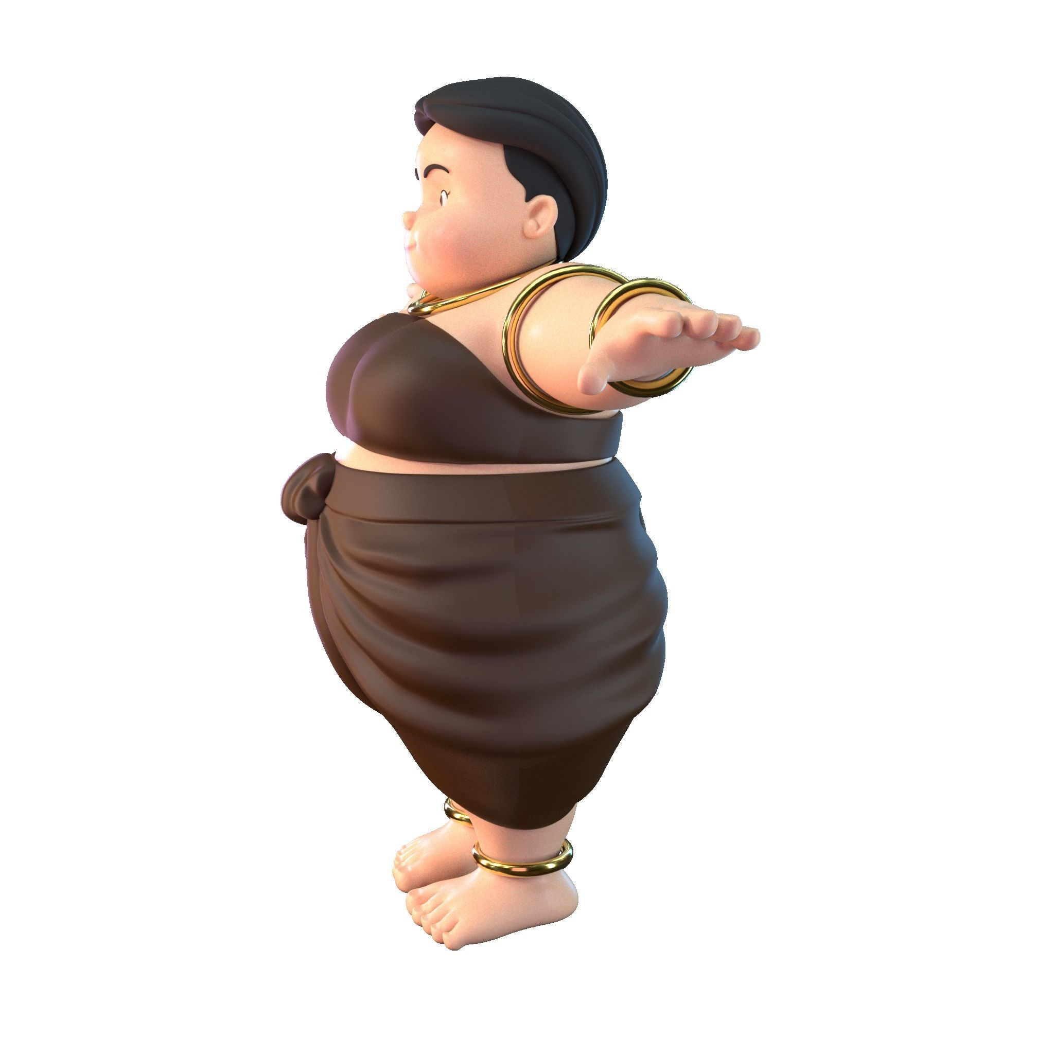 Fat Woman Villager 3D model_3