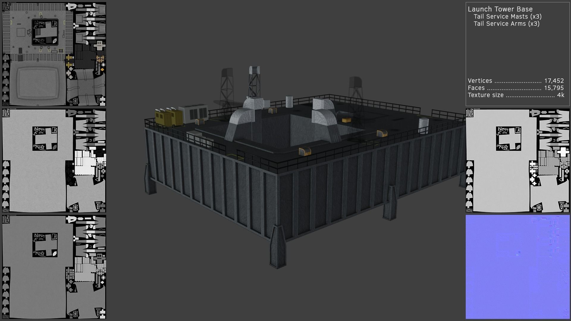 Saturn V Launch Vehicle with Apollo Spacecraft and Launch Tower 3D model_13