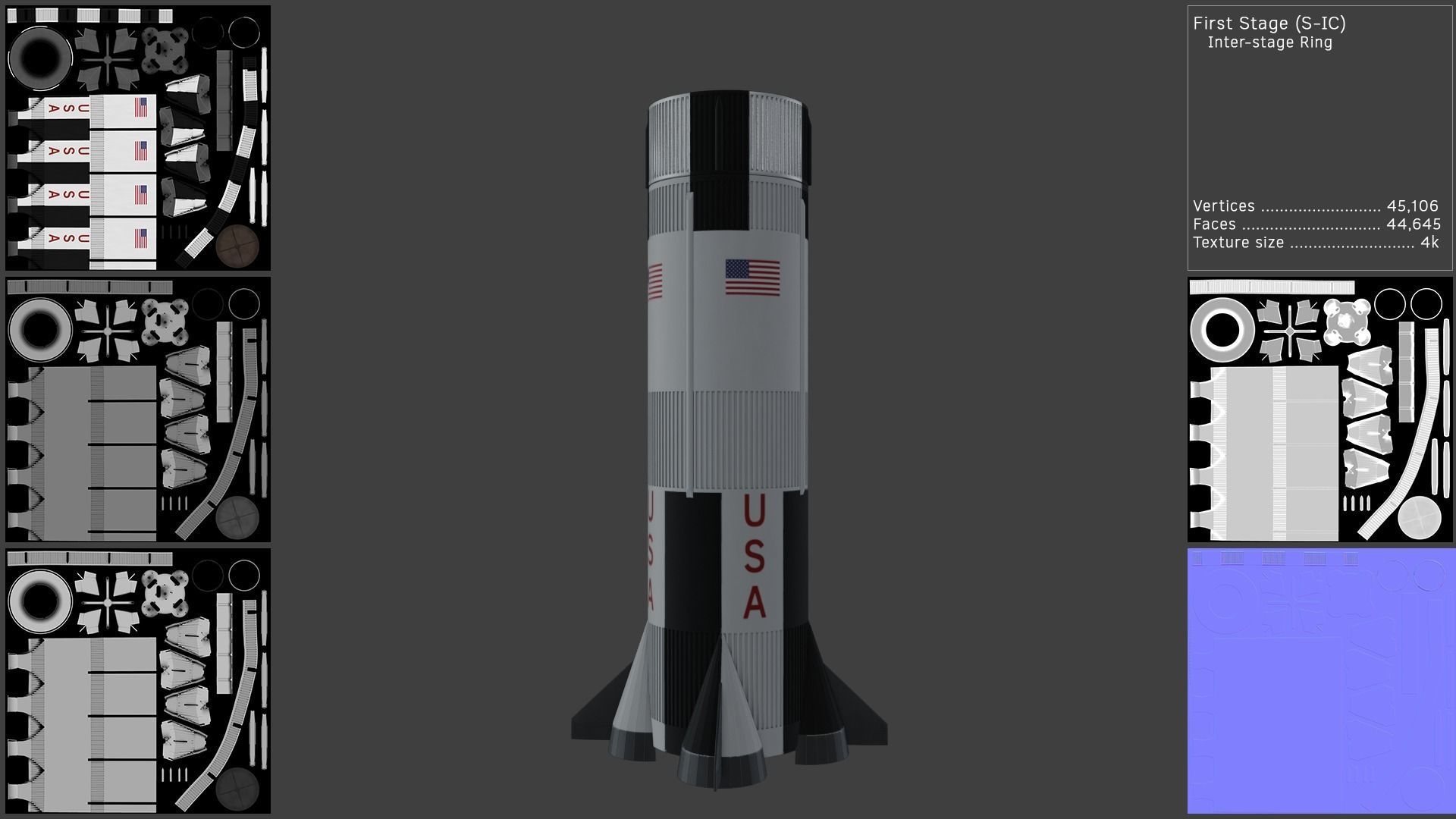 Saturn V Launch Vehicle with Apollo Spacecraft and Launch Tower 3D model_3