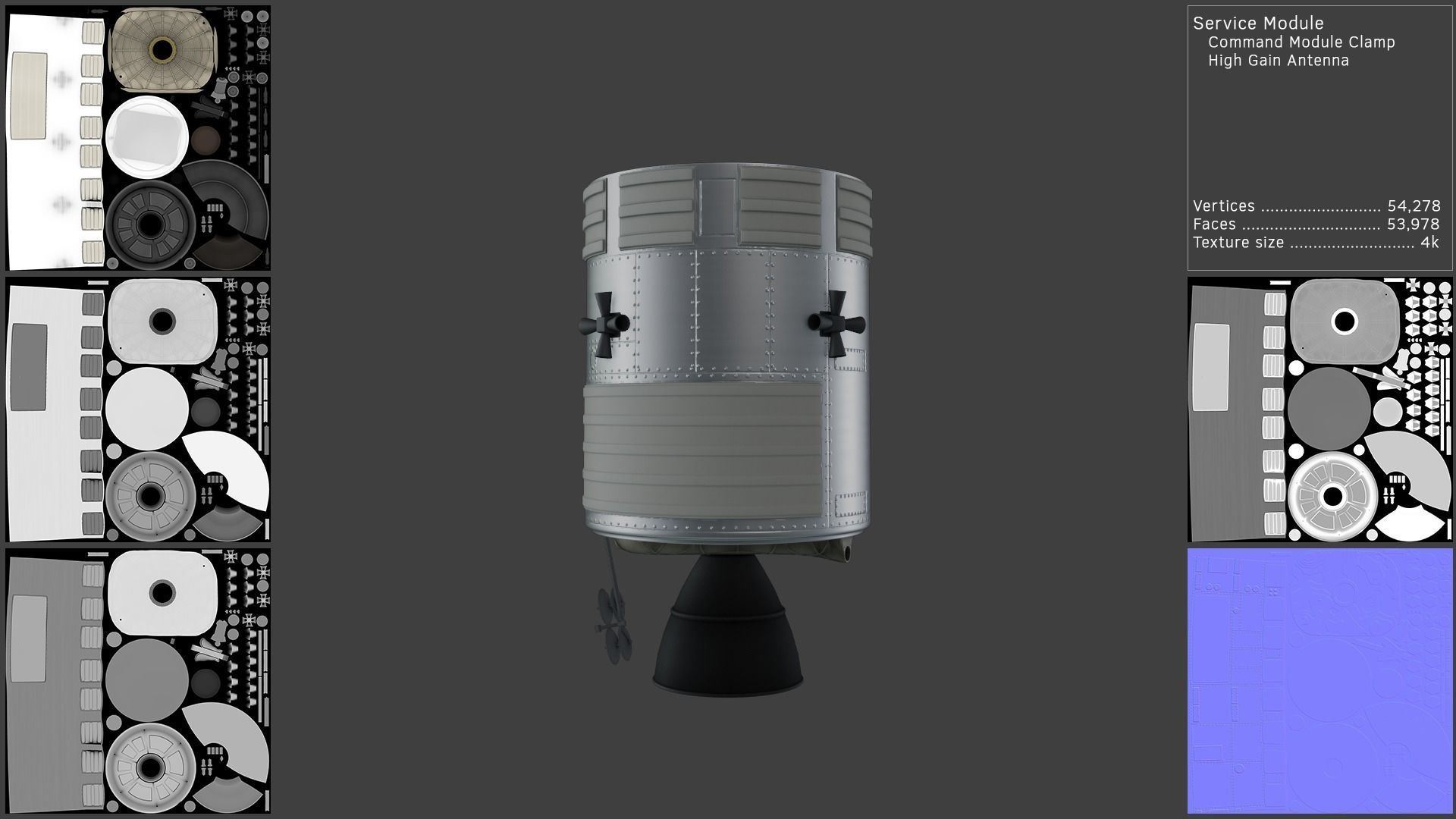 Saturn V Launch Vehicle with Apollo Spacecraft and Launch Tower 3D model_8