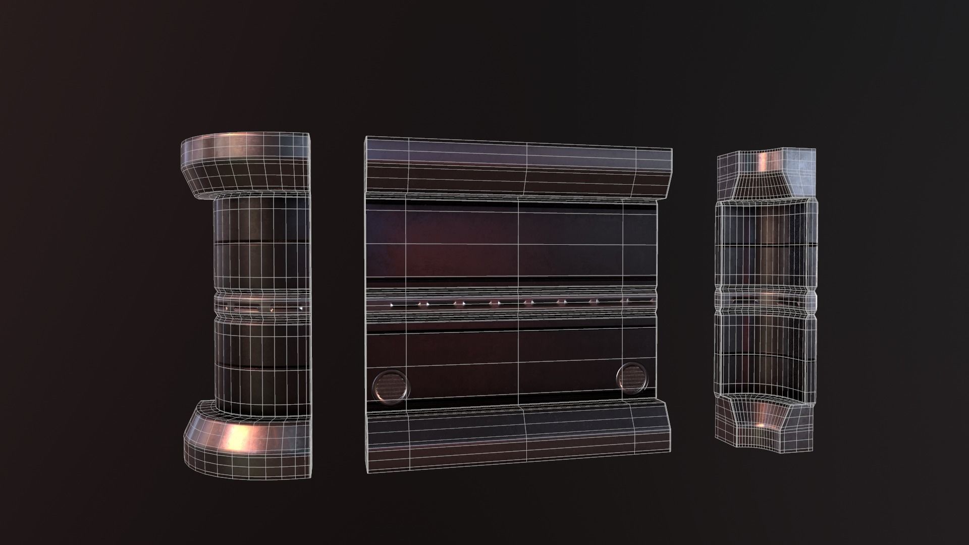 Sci Fi Walls Low-poly 3D model_7