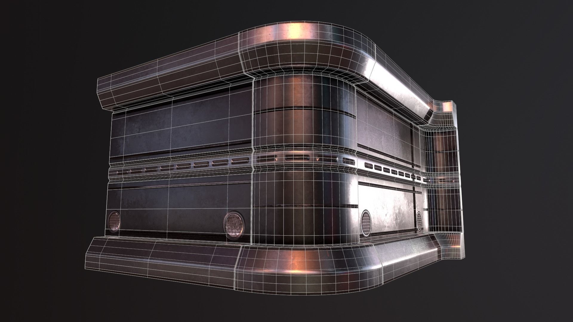 Sci Fi Walls Low-poly 3D model_2