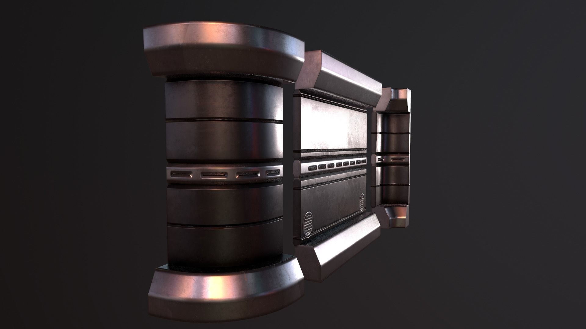 Sci Fi Walls Low-poly 3D model_6