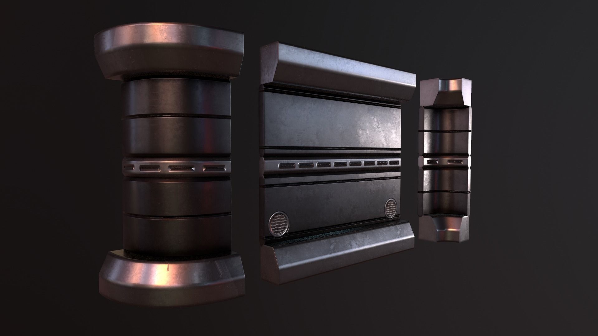 Sci Fi Walls Low-poly 3D model_4