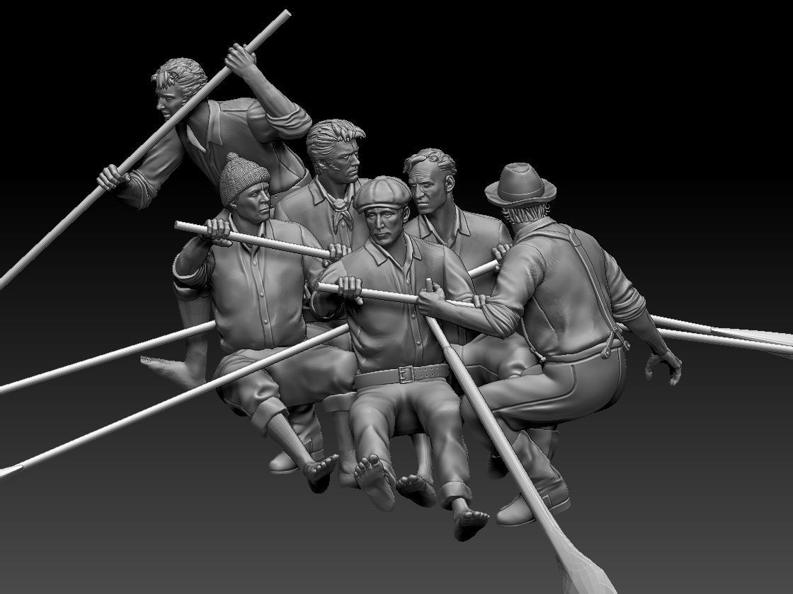 fishermen group of people in boat 3D print model_12