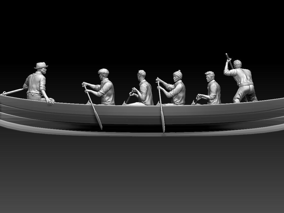 fishermen group of people in boat 3D print model_8