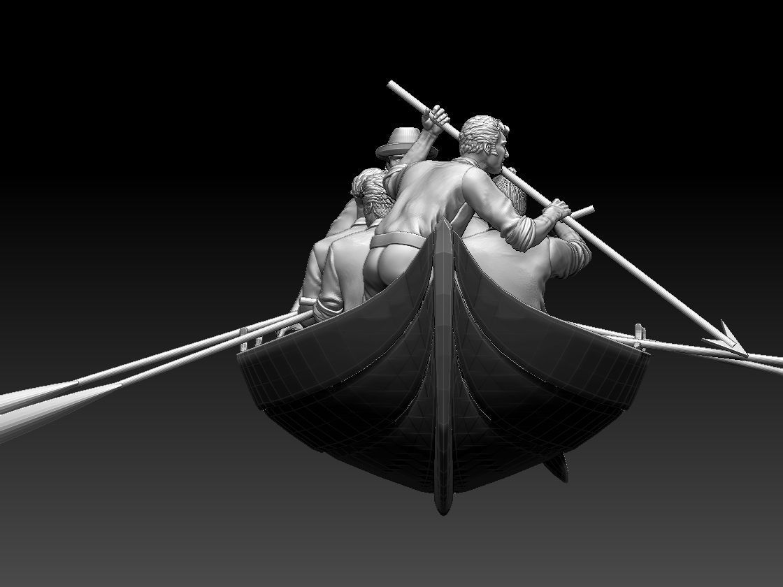 fishermen group of people in boat 3D print model_7