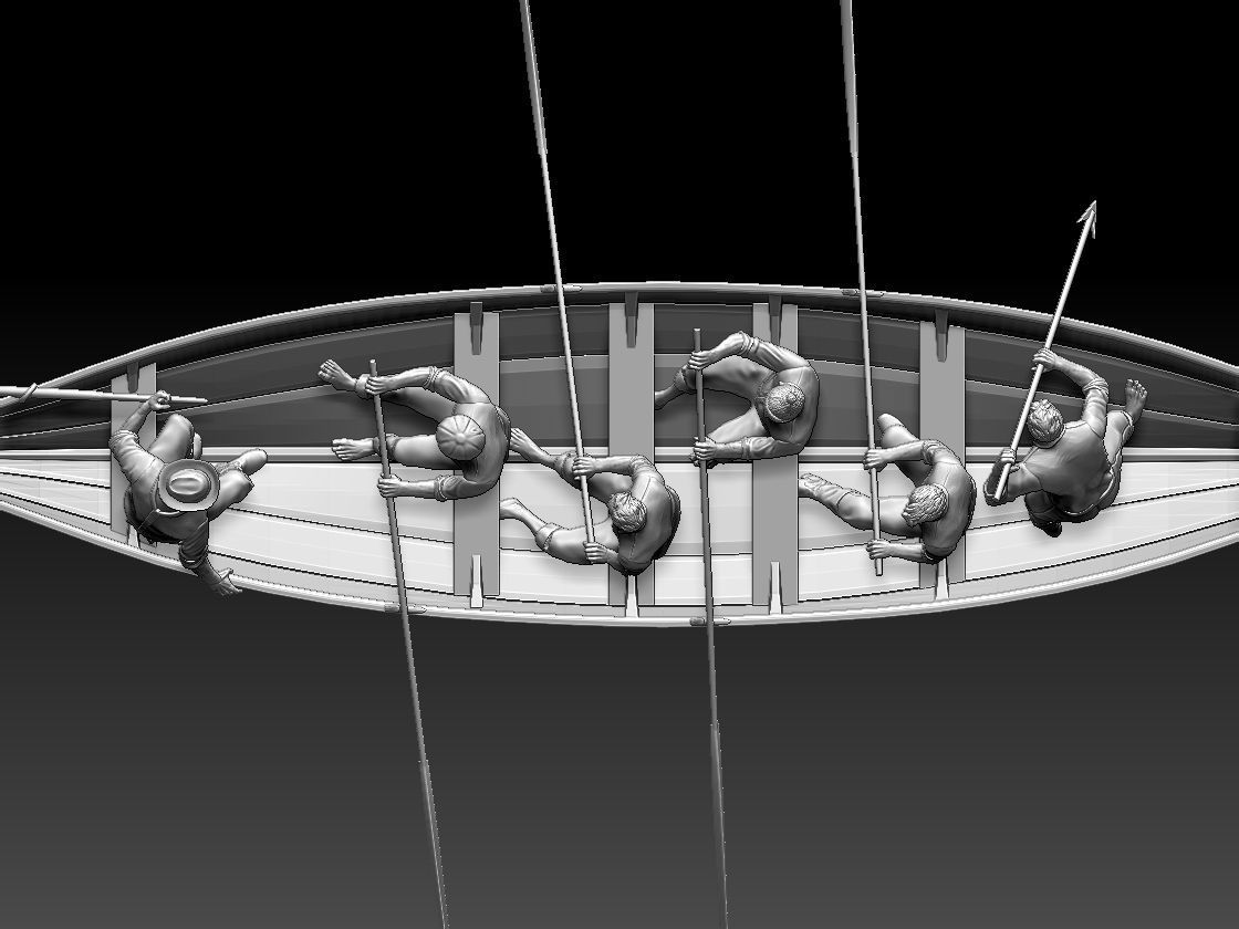 fishermen group of people in boat 3D print model_9