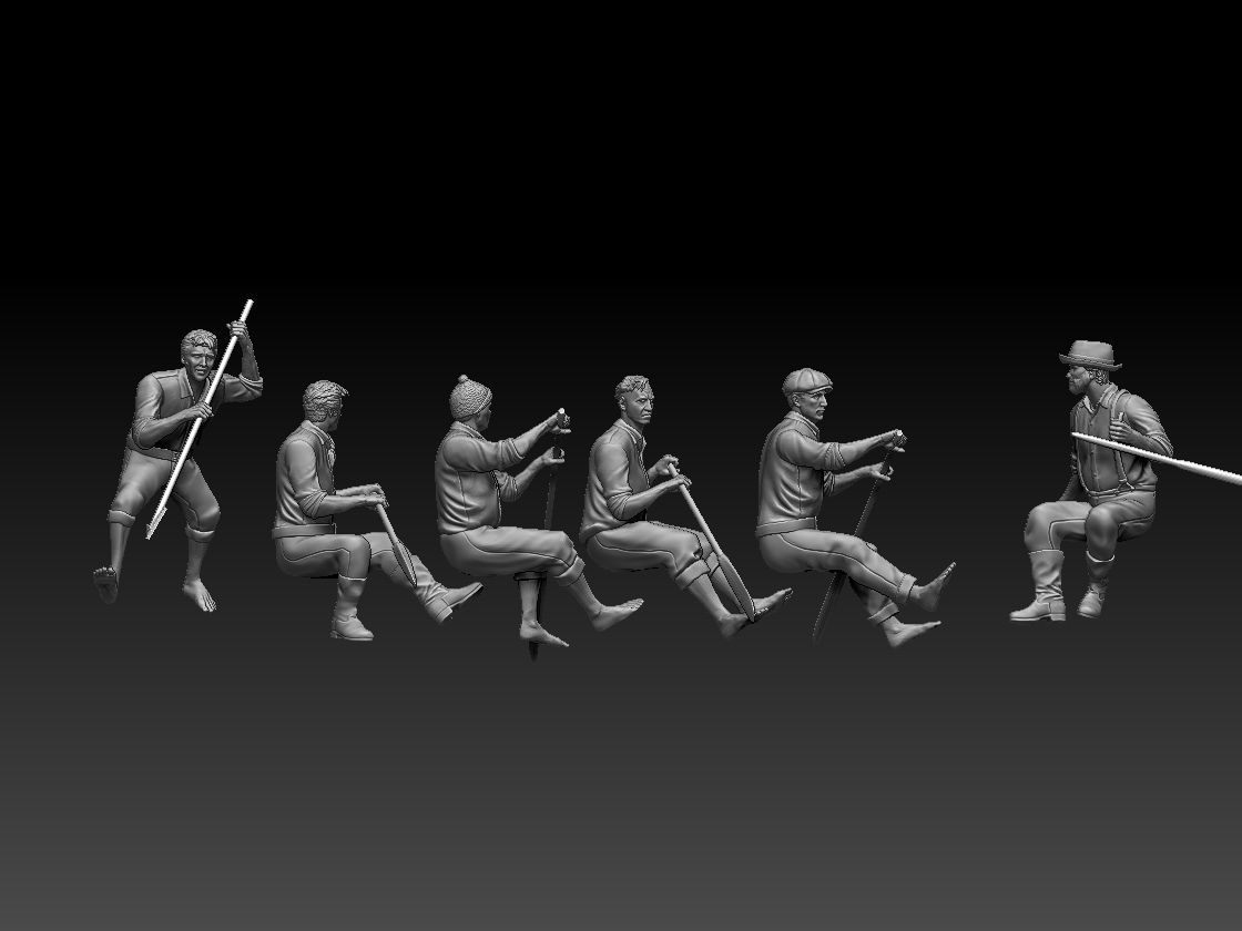 fishermen group of people in boat 3D print model_14