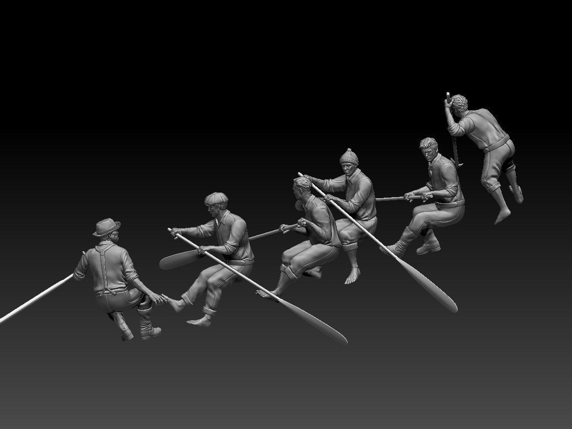 fishermen group of people in boat 3D print model_11