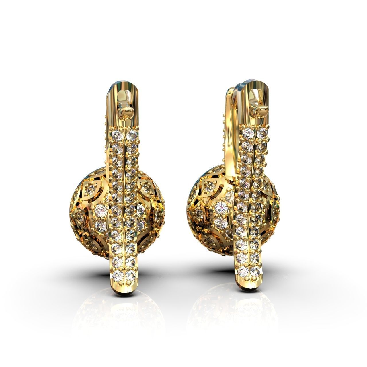 earrings with diamonds 3D print model_13