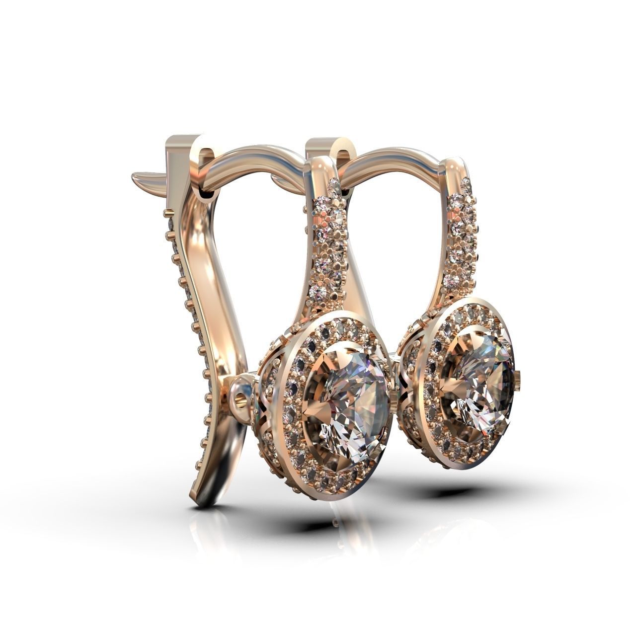earrings with diamonds 3D print model_16