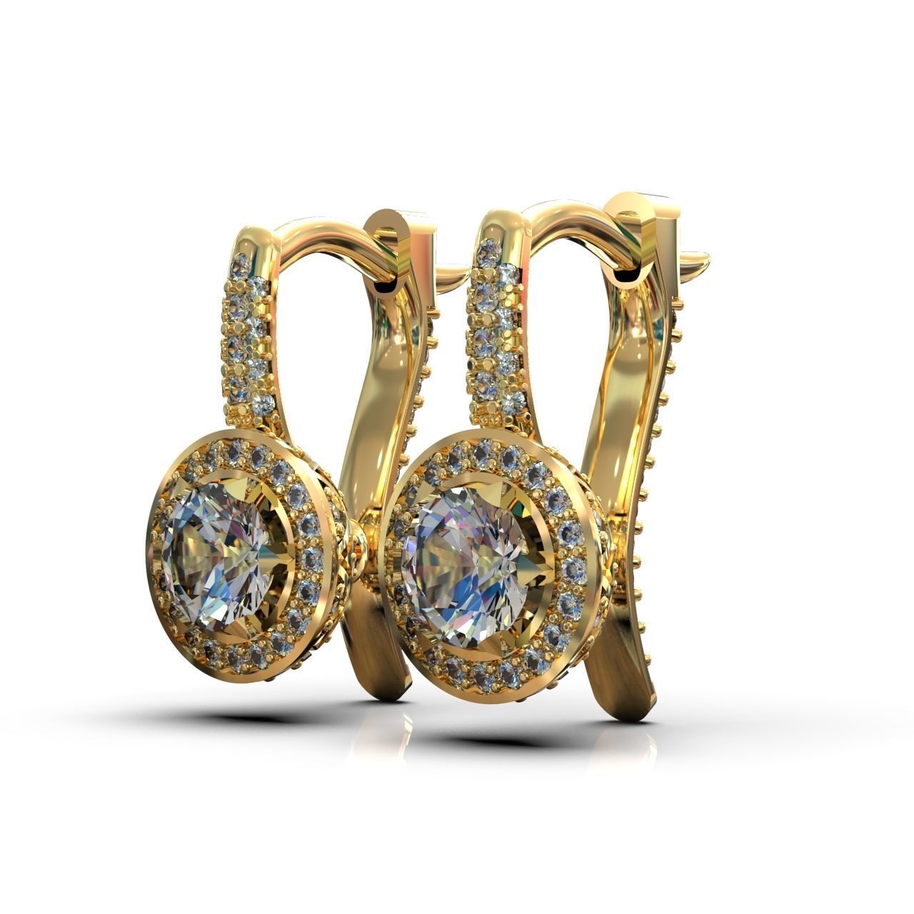 earrings with diamonds 3D print model_12