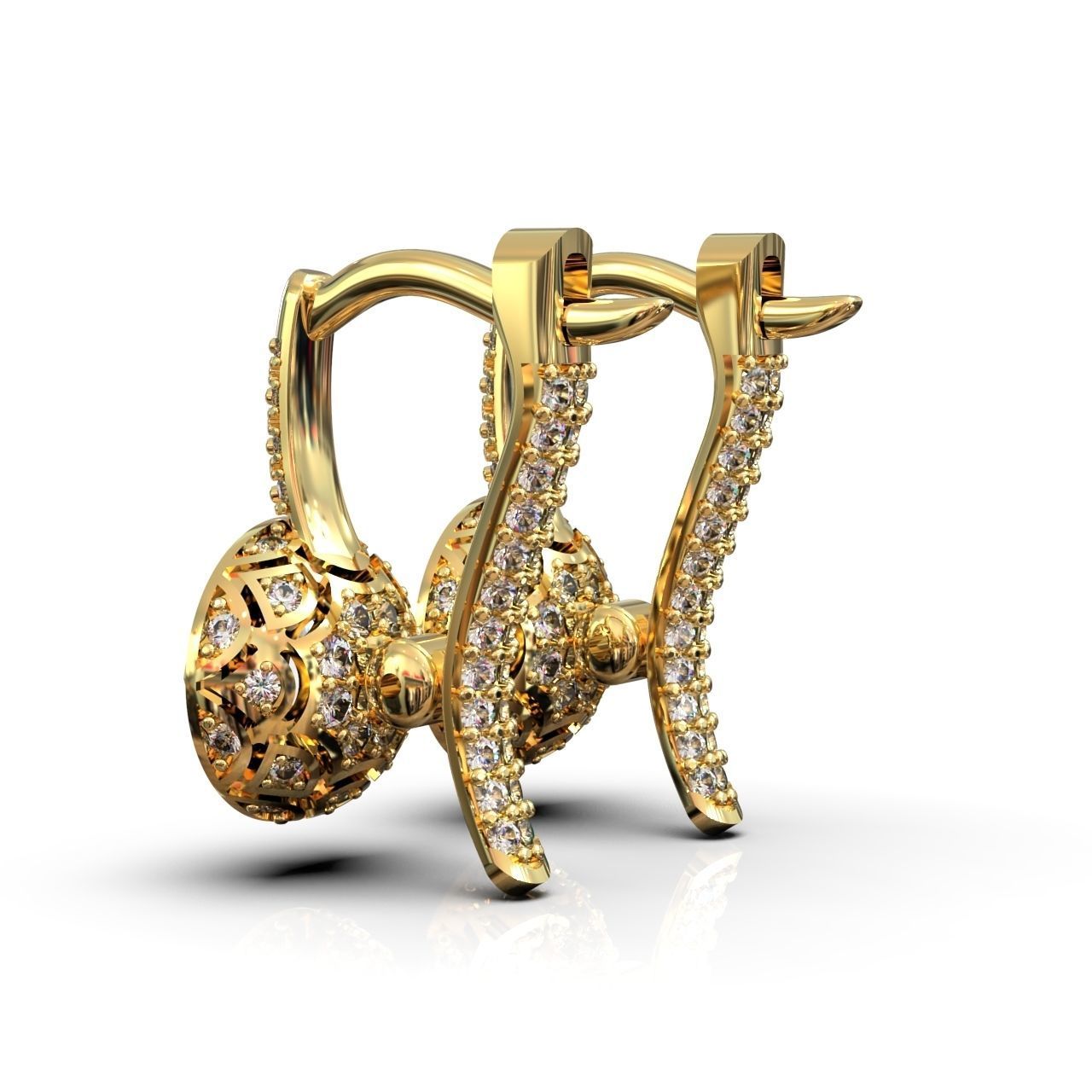 earrings with diamonds 3D print model_14