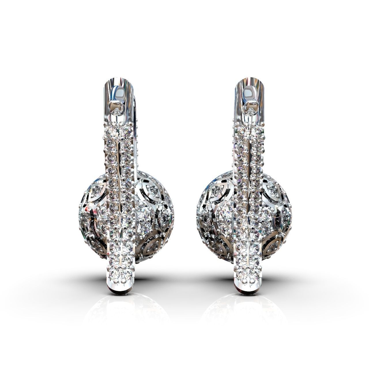 earrings with diamonds 3D print model_2