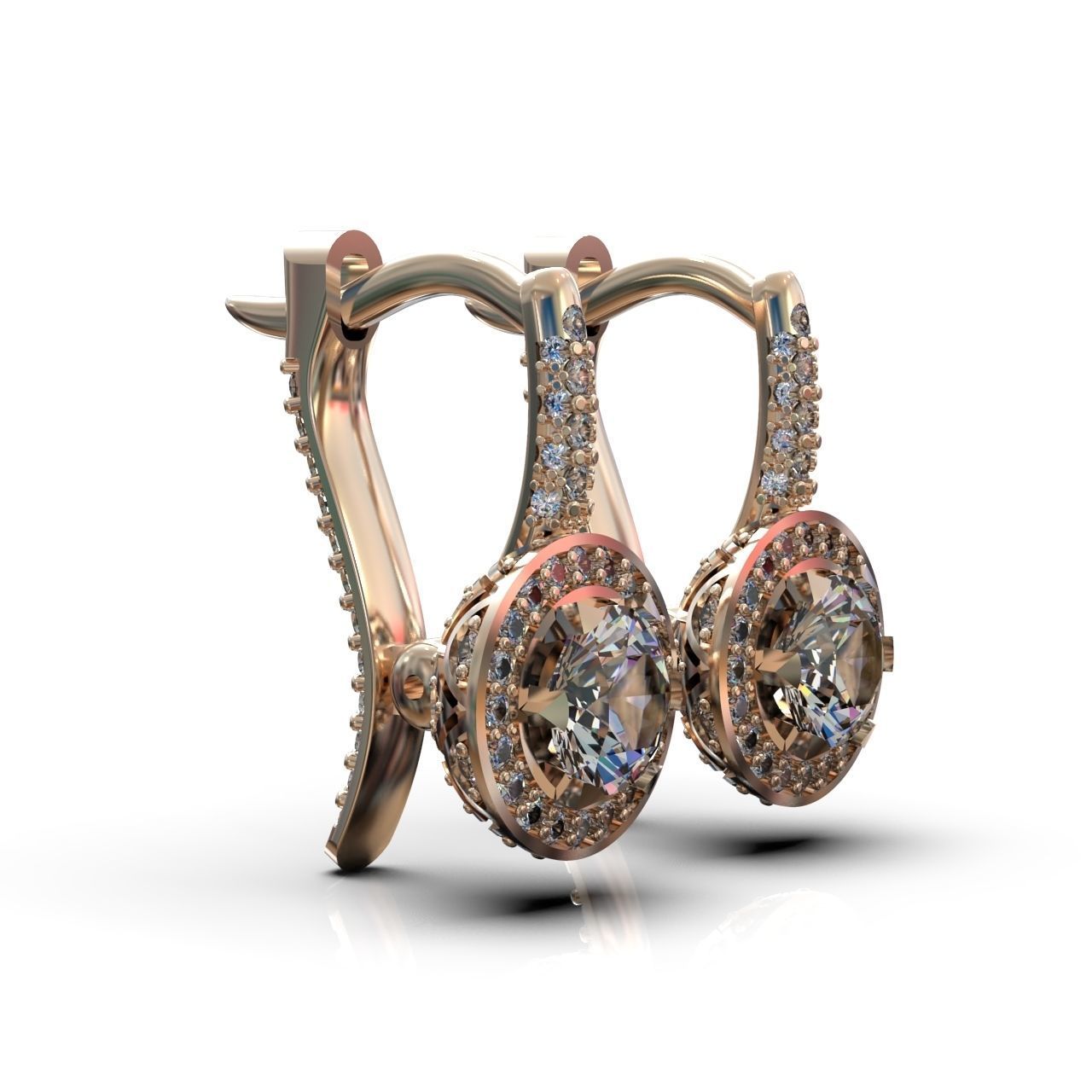 earrings with diamonds 3D print model_15