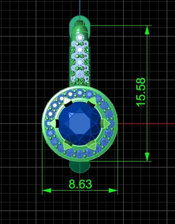 earrings with diamonds 3D print model_9