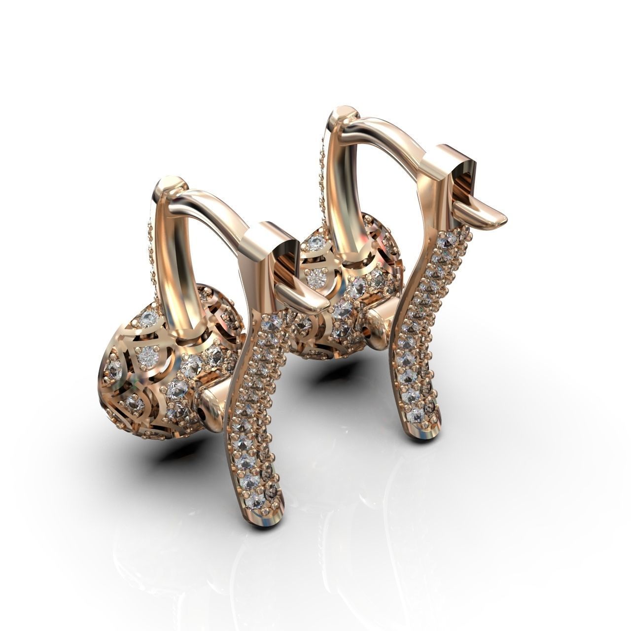 earrings with diamonds 3D print model_20
