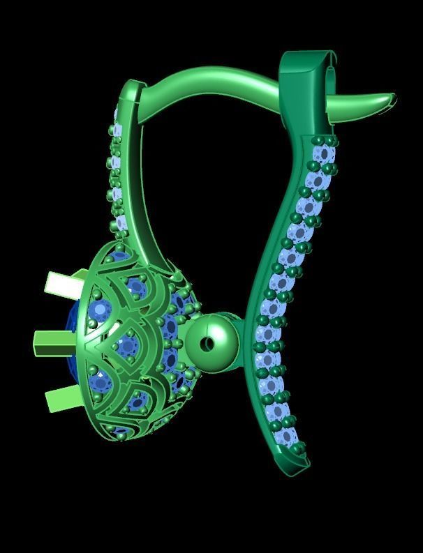 earrings with diamonds 3D print model_24