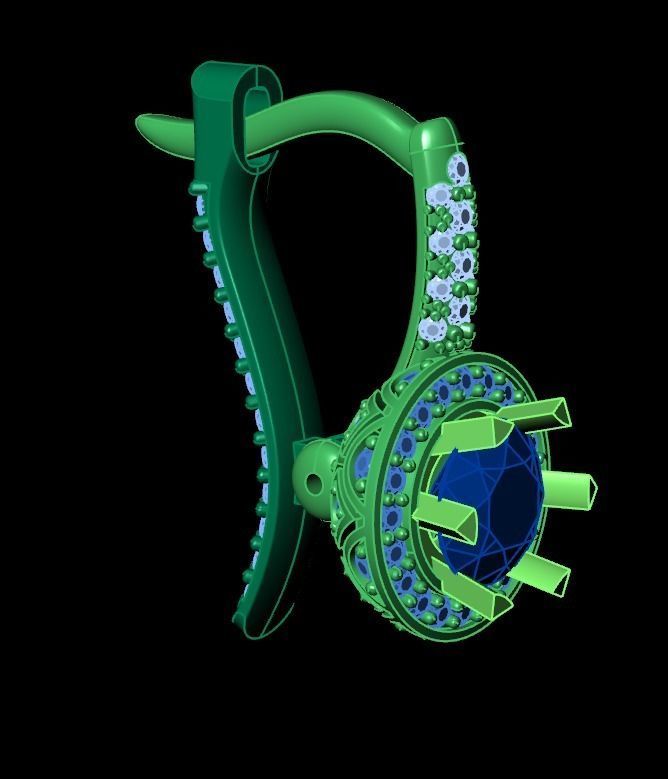 earrings with diamonds 3D print model_27