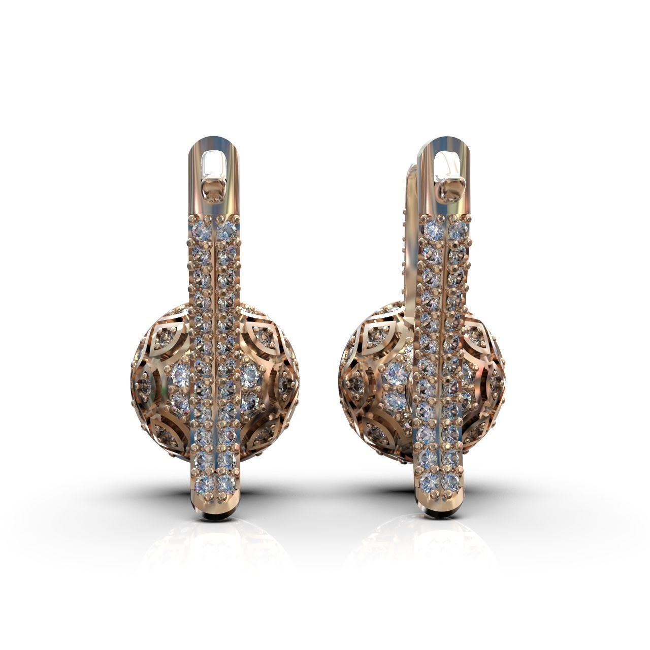 earrings with diamonds 3D print model_19
