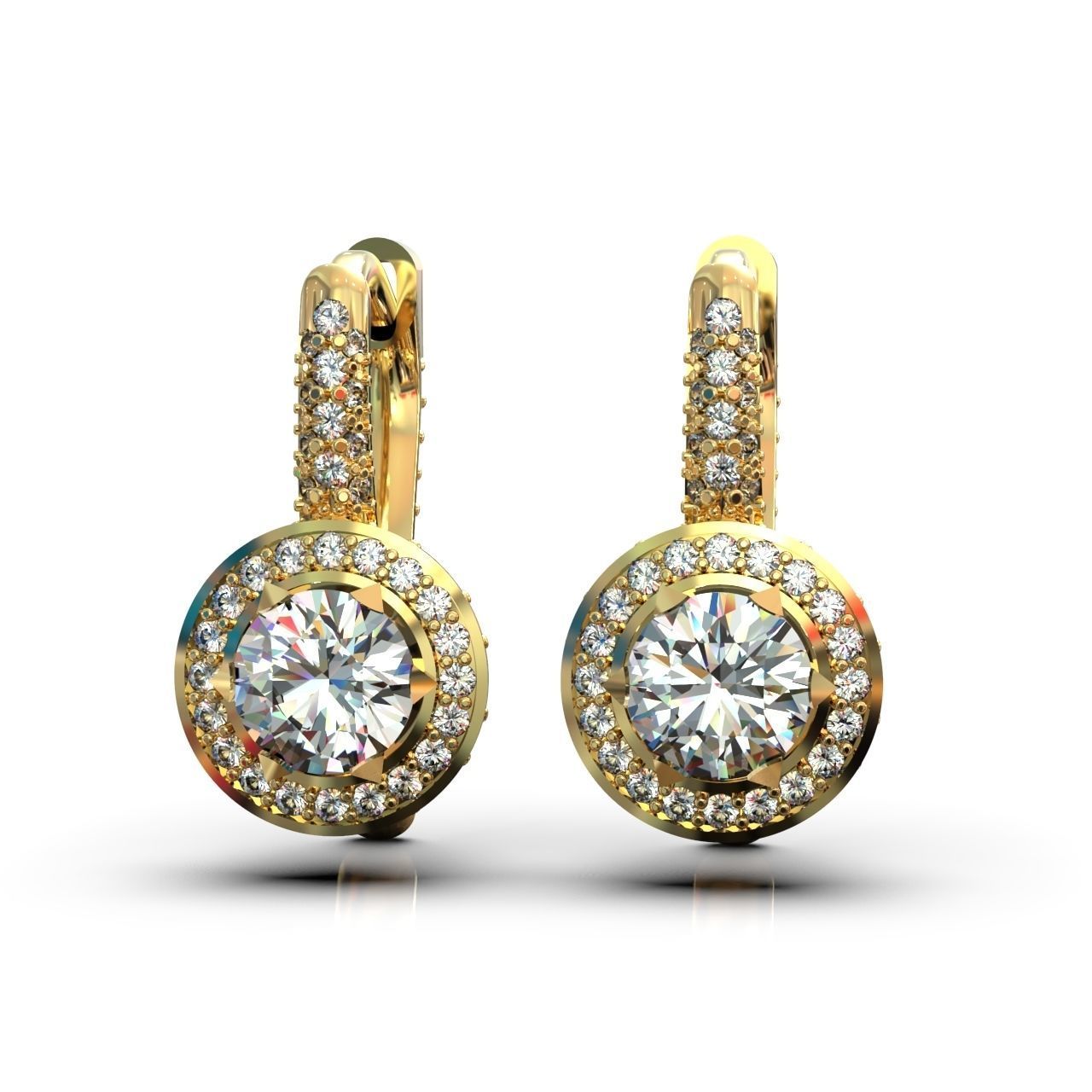 earrings with diamonds 3D print model_11