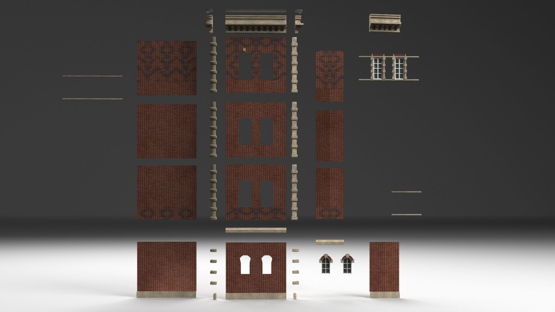 Modular Historicism tenement house  public utility building Low-poly 3D model_5