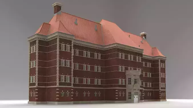 Modular Historicism tenement house  public utility building Low-poly 3D model