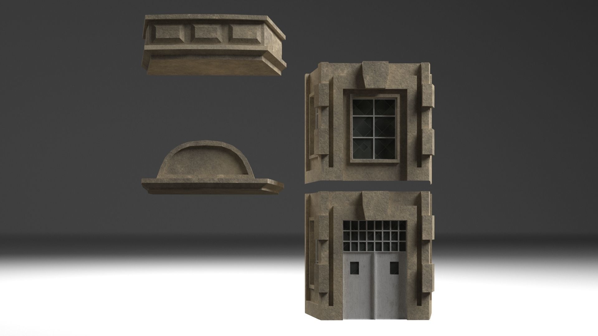 Modular Historicism tenement house  public utility building Low-poly 3D model_7