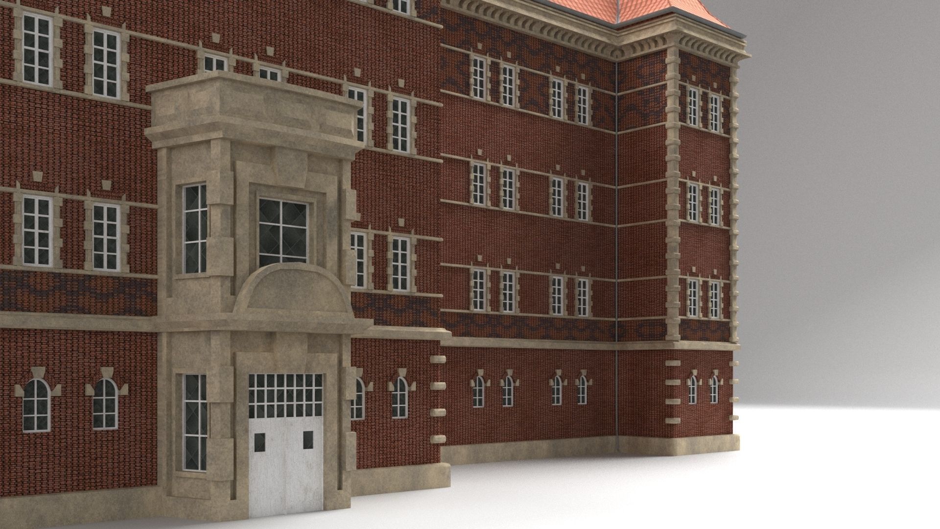 Modular Historicism tenement house  public utility building Low-poly 3D model_2