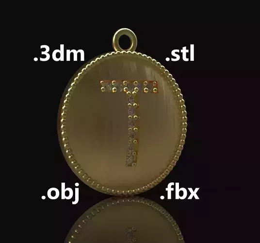 Model 184 Alphabets Necklace  The Letter T Necklace Camber 3D print model