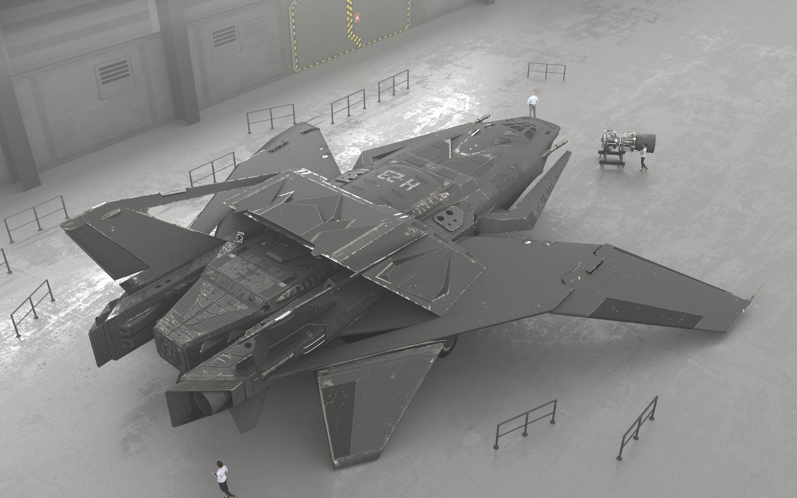 Spaceship - Original Design Low-poly 3D model_6