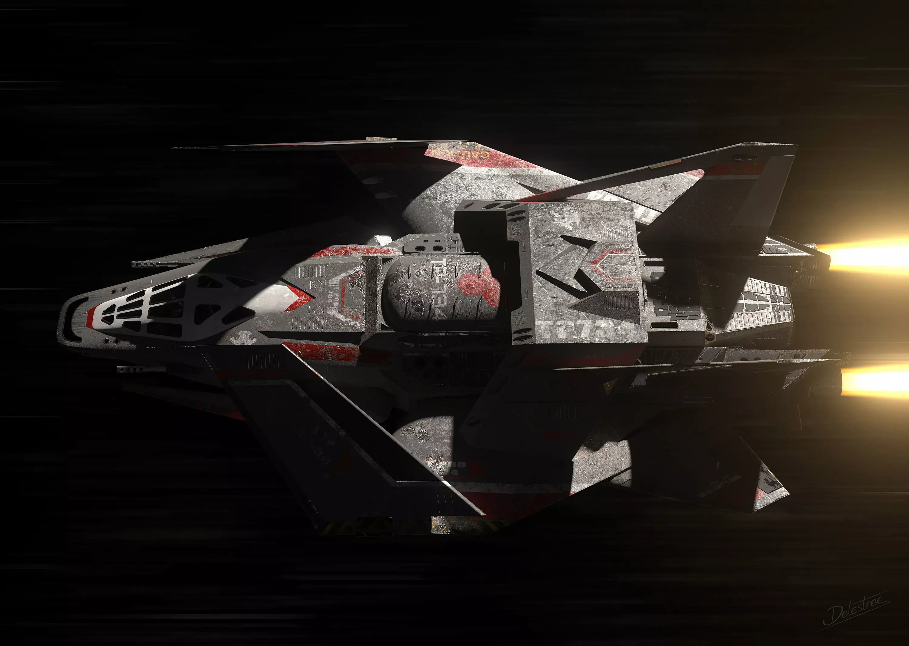 Spaceship - Original Design Low-poly 3D model_0