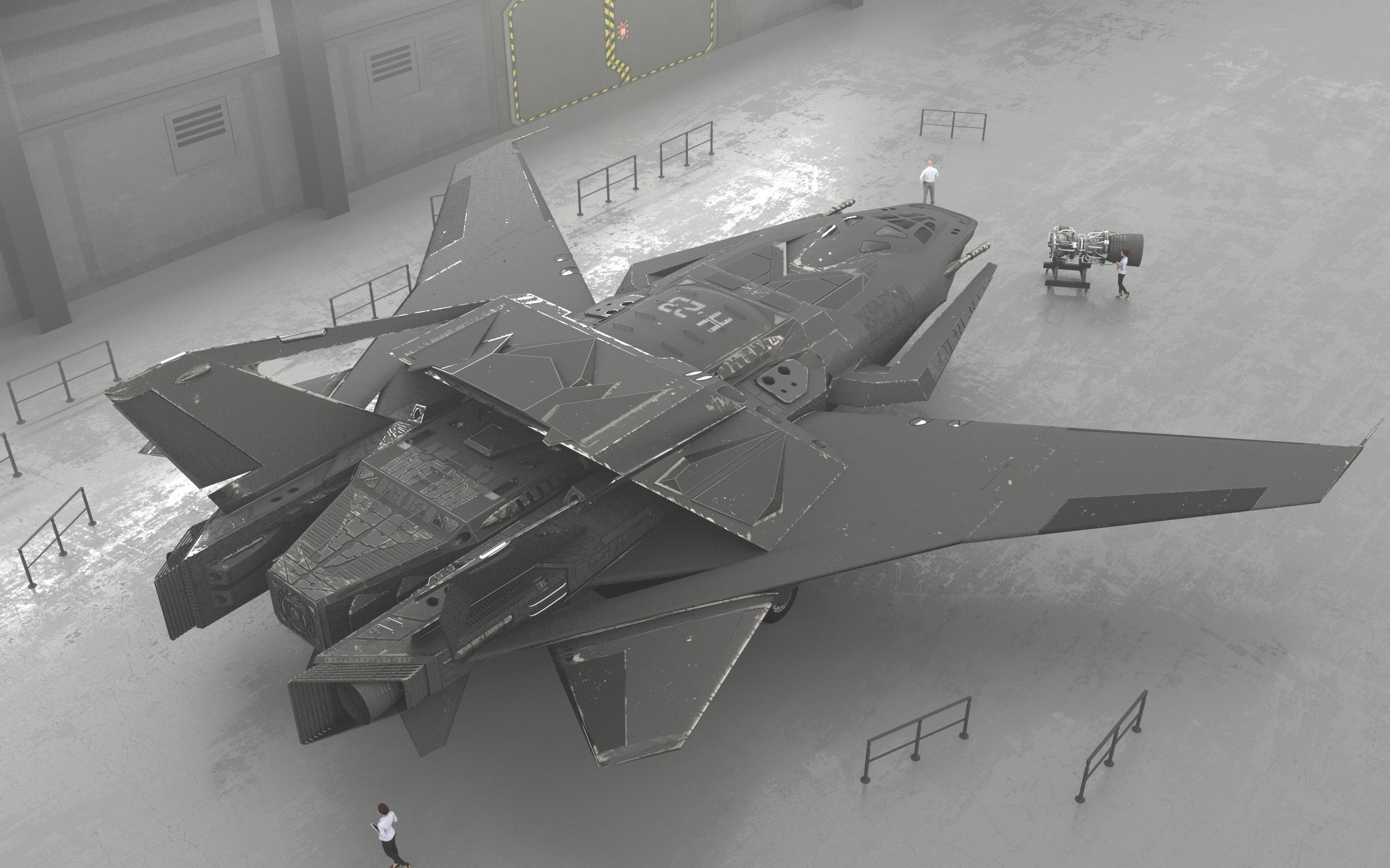 Spaceship - Original Design Low-poly 3D model_5